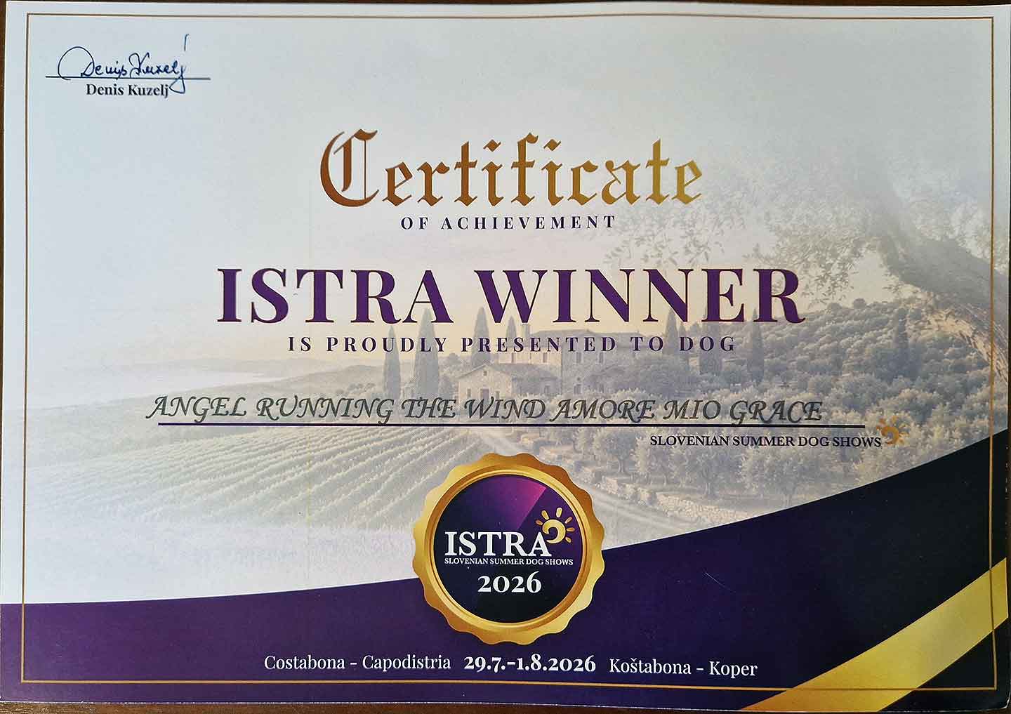 ISTRA Winner 2026 Angel running the wind Amore Mio Grace