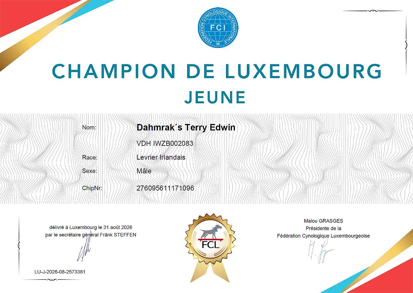 Titel "luxemburgerischer Jugendchampion" erhalten