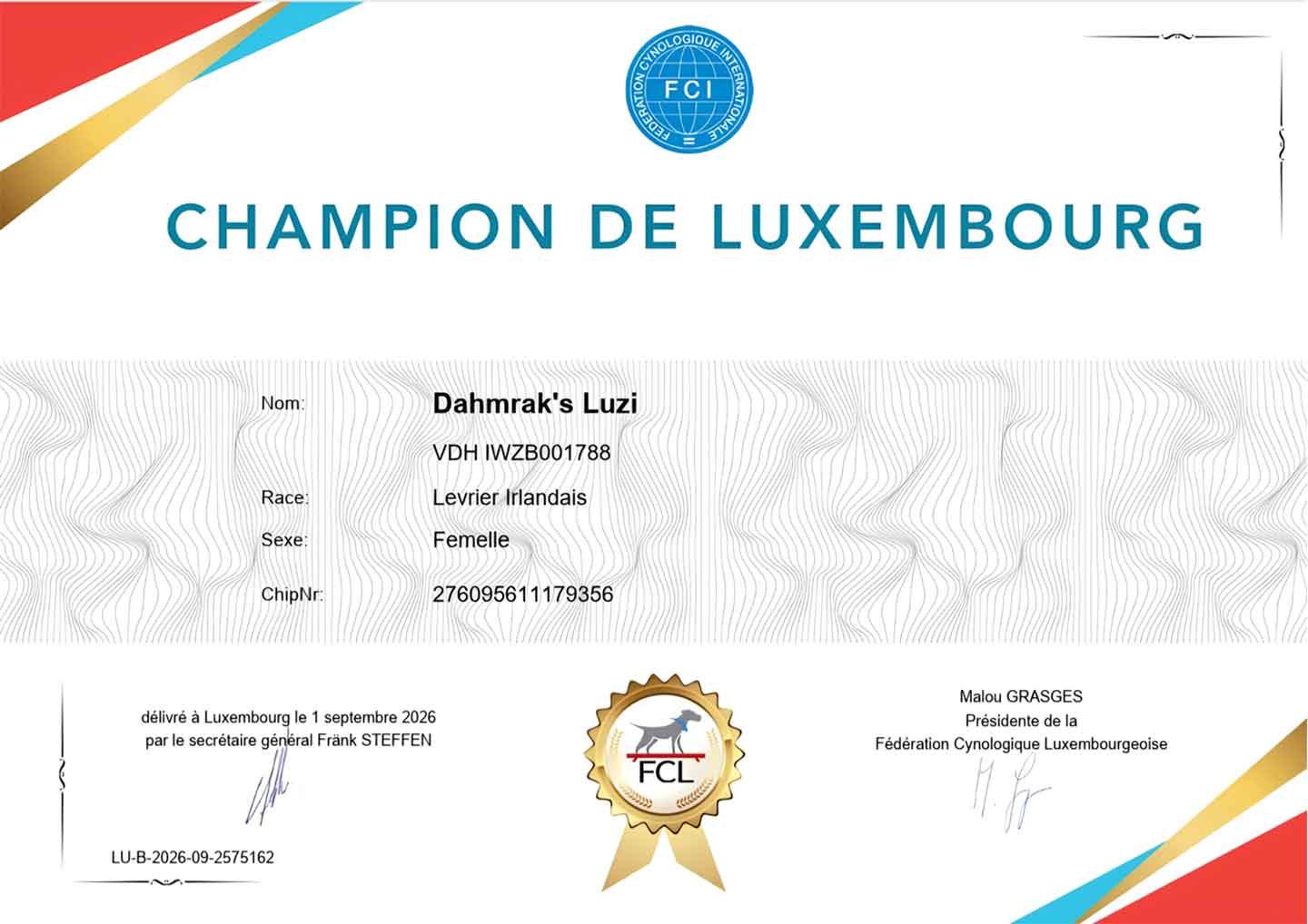 Titel "luxemburgerischer Champion"