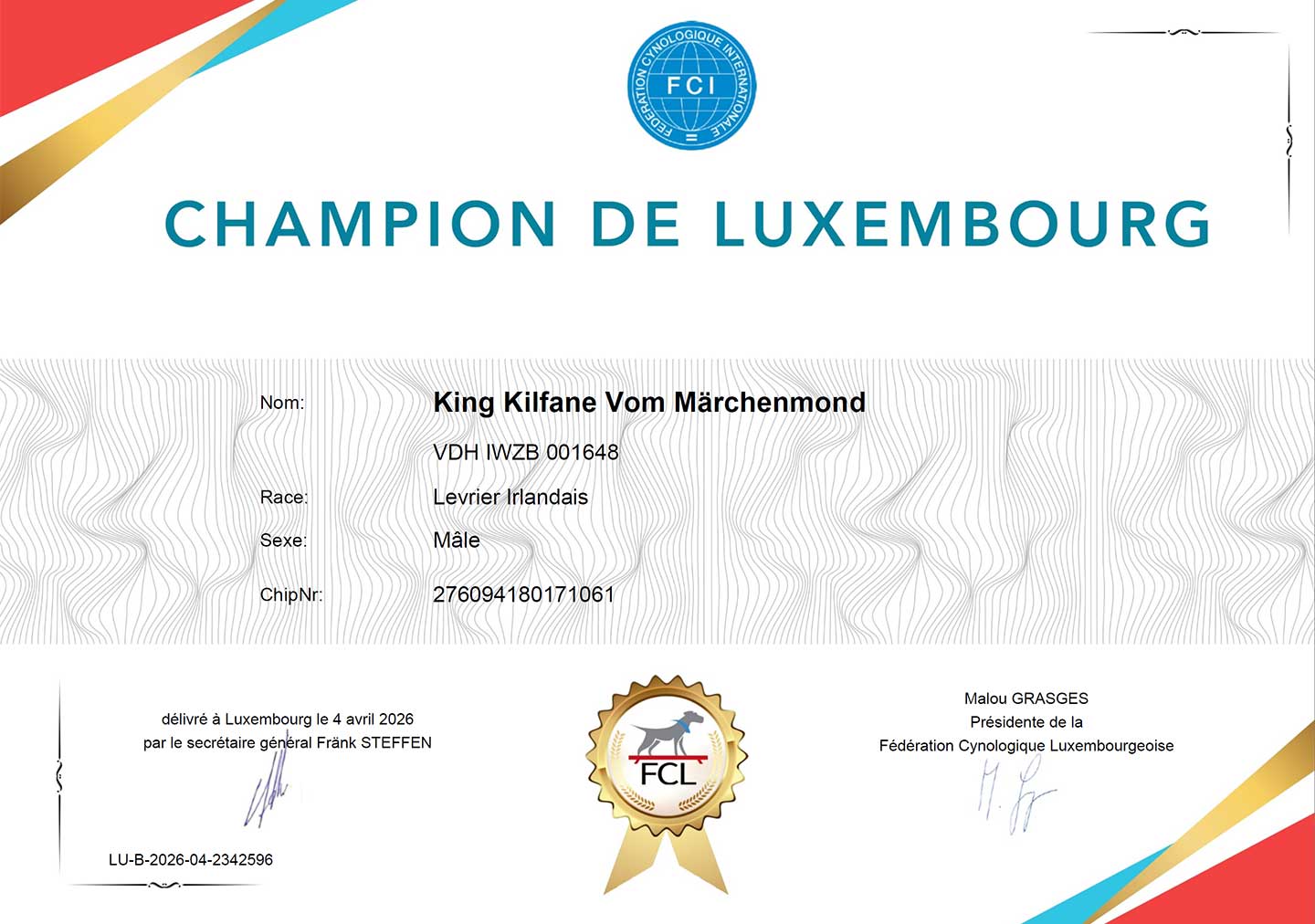 Titel "luxemburgischer Champion" erhalten