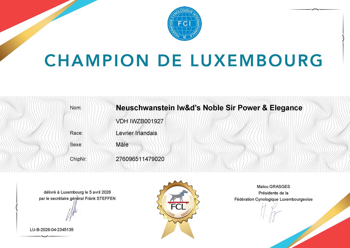 Titel "luxemburgischer Champion" erhalten