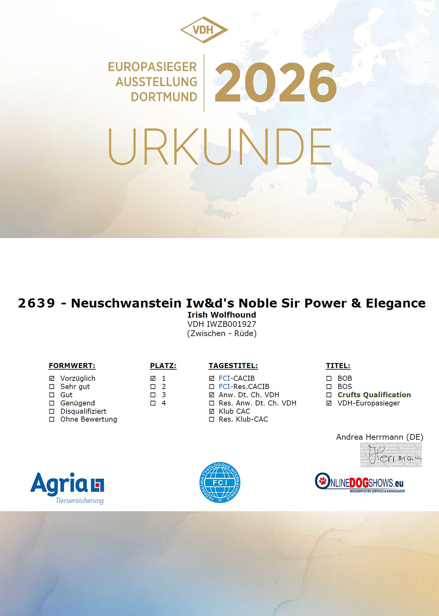 Titel "VDH-Europasieger 2026" erhalten